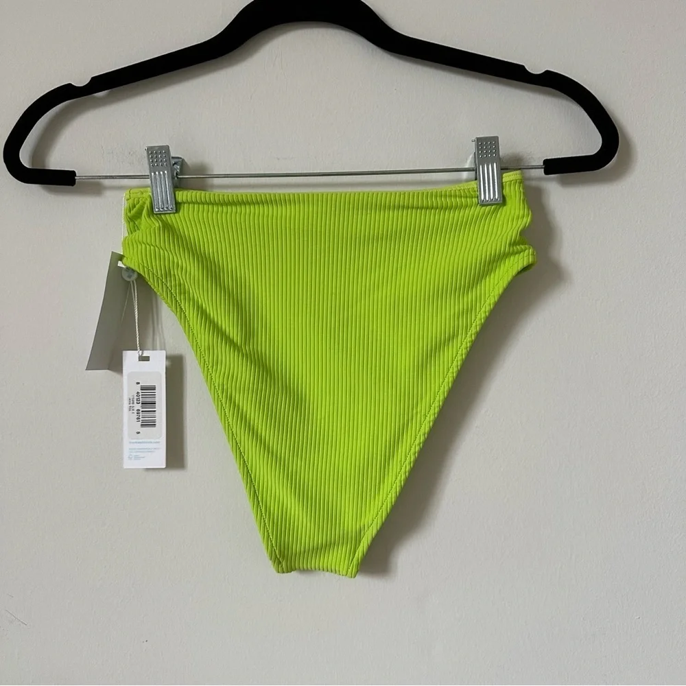 NWT Frankies Jenna Ribbed Bandeau Bikini Bottom Size S in Slime